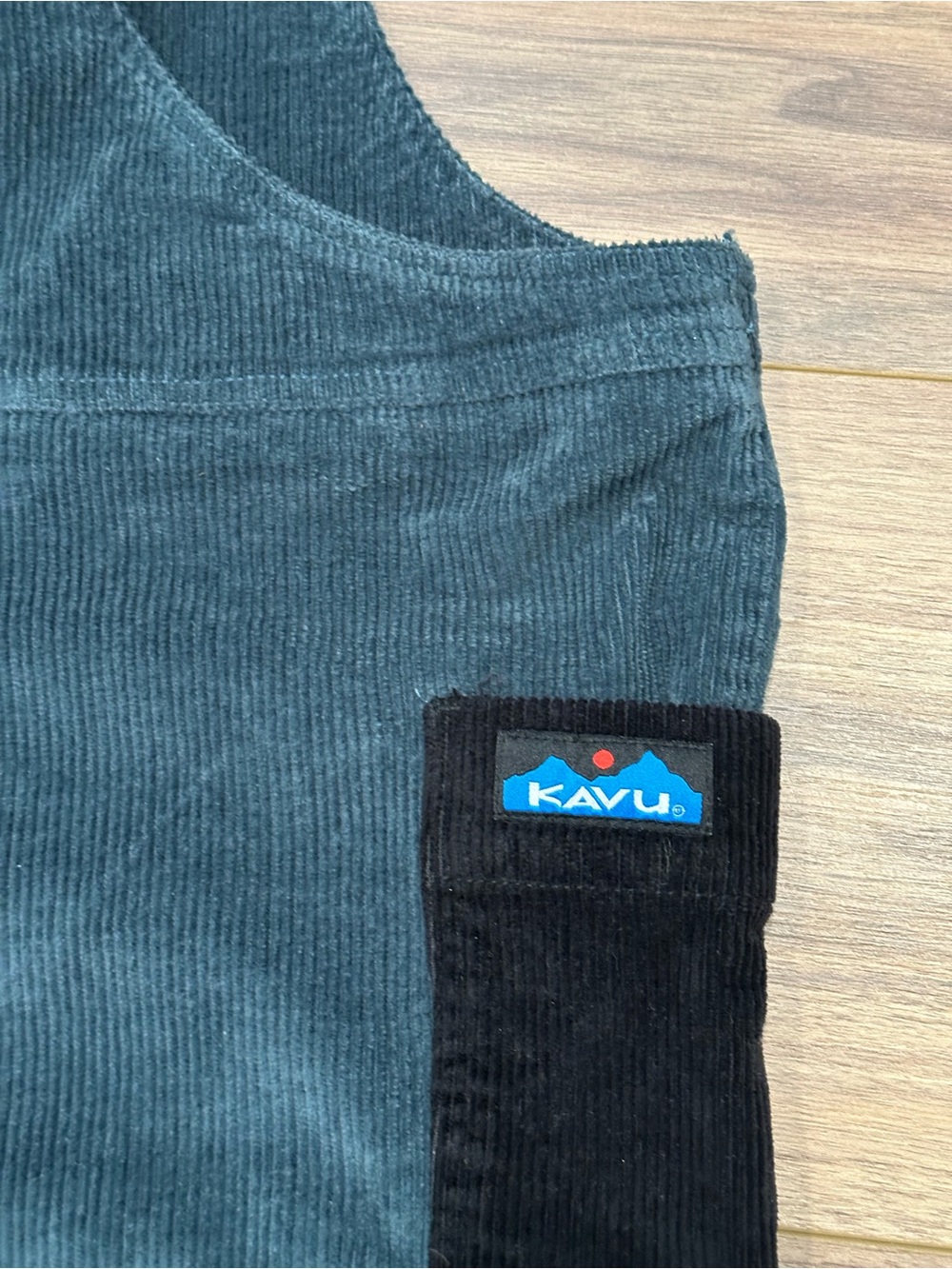 Kavu San Juan Corduroy Overalls in Dusk Bay Teal Blue/Brown/Black Size Large - Picture 10 of 11